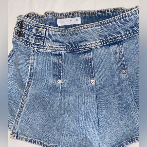 Zara Jean skort denim shorts pleated button snap high waist blue little girls - Picture 2 of 9